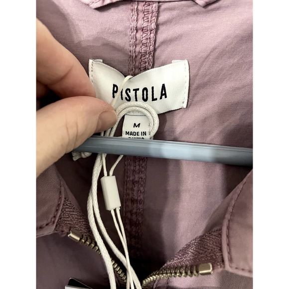 Pistola Meg Lilac Dust Zip Front Short Sleeve Drawstring Waist Romper Medium - Picture 6 of 8